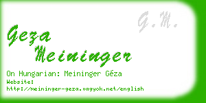 geza meininger business card